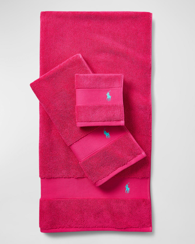 Ralph Lauren Polo Player Hand Towel In Pink Sky