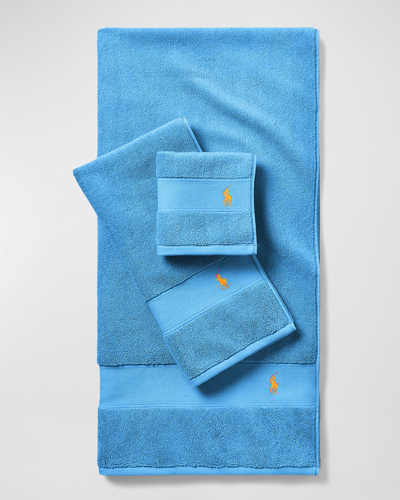 Ralph Lauren Polo Player Hand Towel In Cove Blue