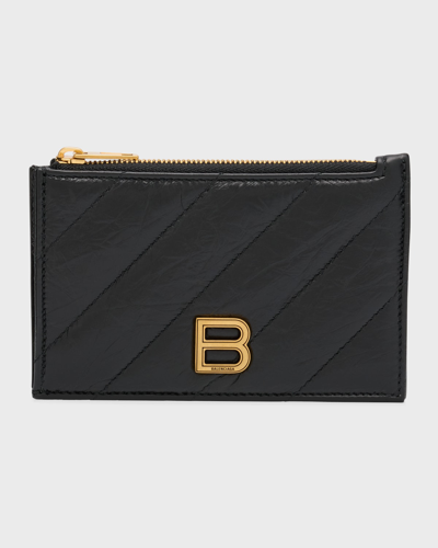 Balenciaga Crush Long Coin And Card Holder Quilted In Black