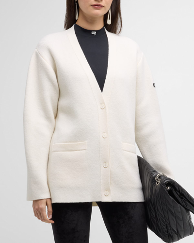 Balenciaga V-neck Wool Cardigan In 9000 White