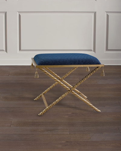 Port 68 Delfern Tasseled Gold Leaf Bench In Navy