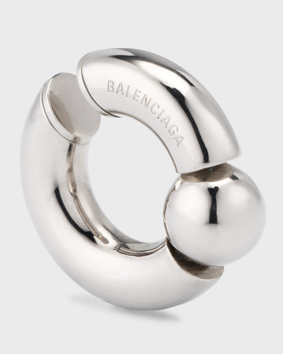 Balenciaga Mega Brass Mono Ear Cuff In Silver
