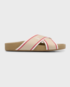 Christian Louboutin Men's Hot Cross Bizz Slide Sandals In Saharienne/red