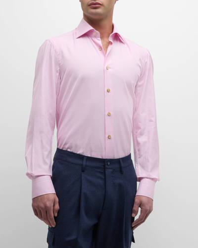 Kiton Men's Cotton Glen Check Sport Shirt In Pink