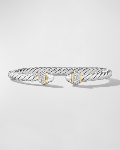 David Yurman Cable Bracelet With Diamonds In Silver And 18k Gold, 5mm In Dssdi