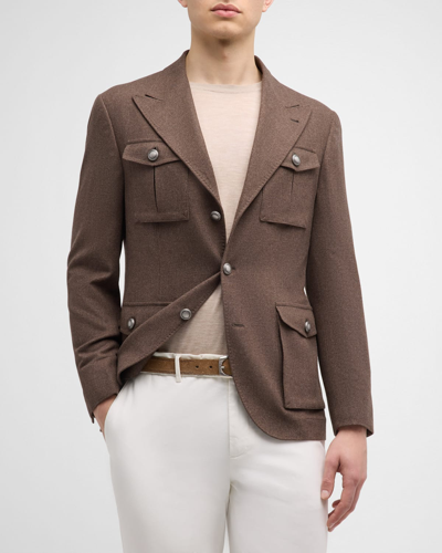 Brunello Cucinelli Men's Four-pocket Single-breasted Sport Coat In Brown