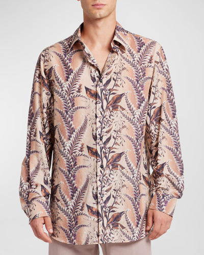 Etro Floral-print Cotton Shirt In Neutrals