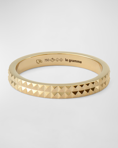 Le Gramme Men's 18k Yellow Gold Guilloche Band Ring