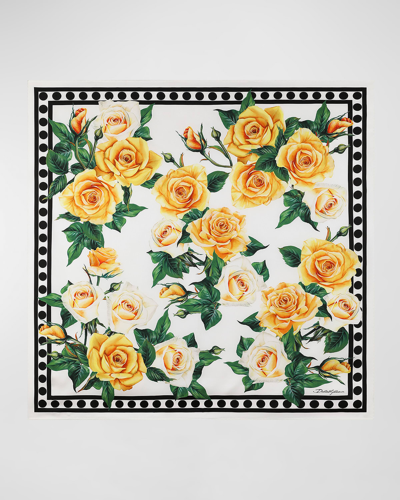 Dolce & Gabbana Happy Garden Silk Square Scarf In Mult Pattern