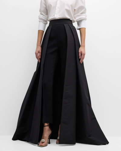 Carolina Herrera High-rise Straight-leg Ankle Pants With Attached Ball Overskirt In Black