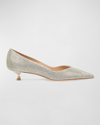 STUART WEITZMAN EVA METALLIC KITTEN-HEEL PUMPS