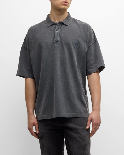 Jw Anderson Polo Shirt With Embroidered Logo In Grey