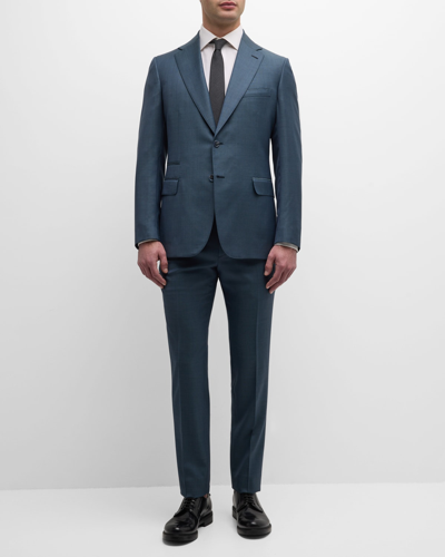 Brioni Men's Solid Wool Suit In Petroleum