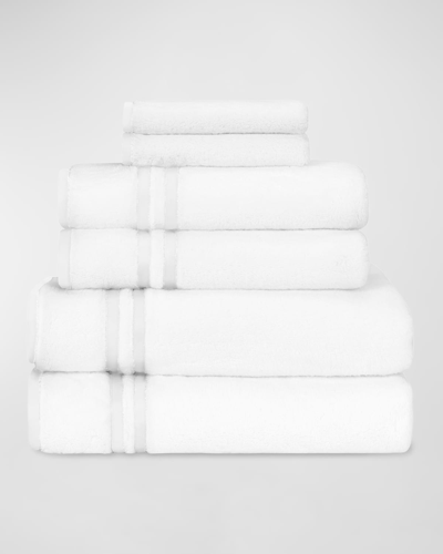 Home Treasures Ribbons 6-piece Turkish Terry Cloth Bath Towel Set In White