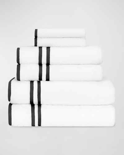 Home Treasures Ribbons 6-piece Turkish Terry Cloth Bath Towel Set In Wh/black