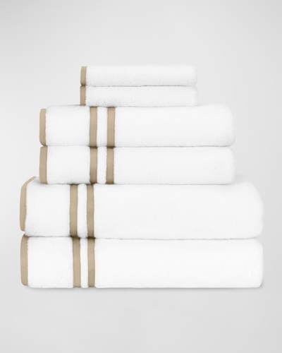 Home Treasures Ribbons 6-piece Turkish Terry Cloth Bath Towel Set In White