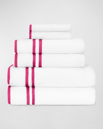 Home Treasures Ribbons 6-piece Turkish Terry Cloth Bath Towel Set In Pink