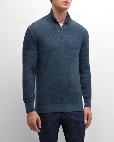 Brioni Men's Cashmere-wool Quarter-zip Sweater In Midnight Blue