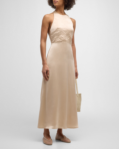 Albus Lumen Andrea Silk Backless Halter Dress In Rose