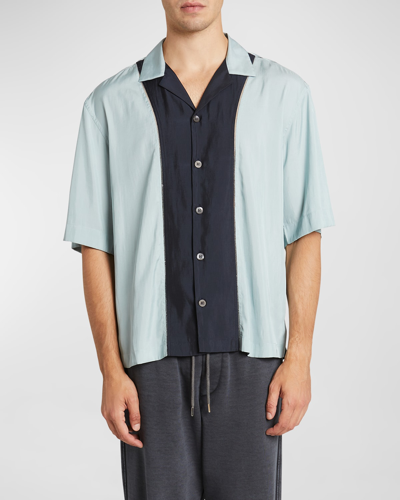 Dries Van Noten Men's Curbank Short-sleeve Shirt In Light Blue