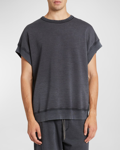 Dries Van Noten Men's Haxt Short-sleeve Sweatshirt In Grey