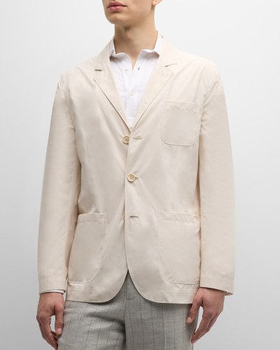 Brunello Cucinelli Men's 3-pocket Single-breasted Blazer In Czg89 Ivory
