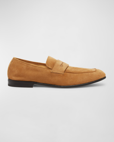 Zegna Men's Suede Penny Loafers In Md Brw Sld