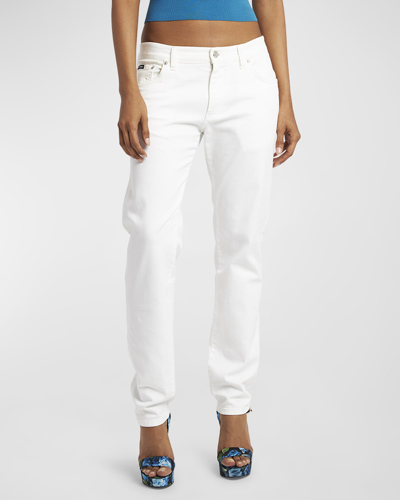 Dolce & Gabbana Distressed High-rise Straight Jeans In White