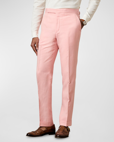 Ralph Lauren Purple Label Men's Gregory Luxe Tussah Silk And Linen Trousers In Crystal Rose