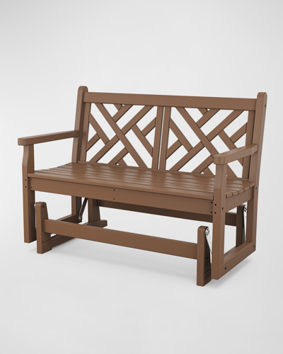 Polywood Chippendale 48" Outdoor Glider In Teak