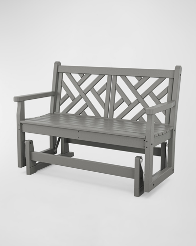 Polywood Chippendale 48" Outdoor Glider In Slate Grey