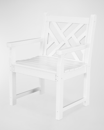 Polywood Chippendale Garden Arm Chair In White