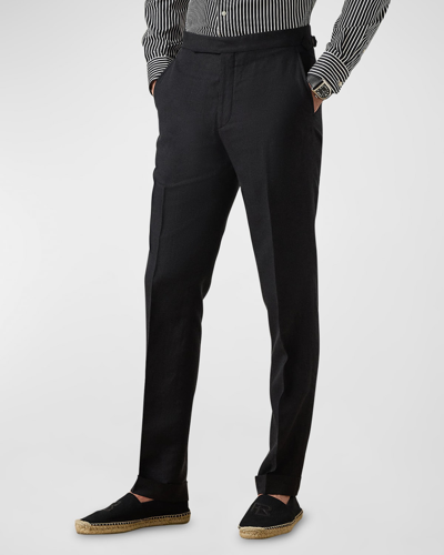 Ralph Lauren Purple Label Men's Tussah Silk And Linen Canvas Trousers In Black