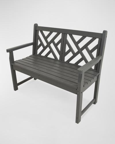 Polywood Chippendale 48" Outdoor Bench In Slate Grey