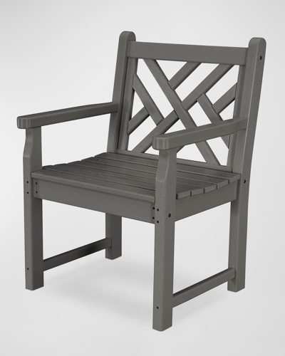 Polywood Chippendale Garden Arm Chair In Gray
