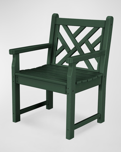Polywood Chippendale Garden Arm Chair In Green