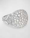 David Yurman 18k White Gold Chevron Pinky Ring With Pave Diamonds In 40 White