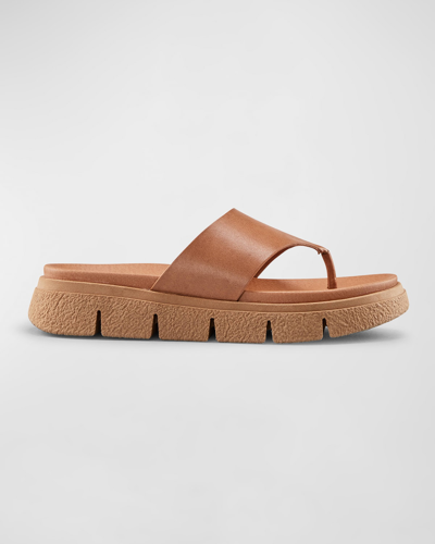 Cougar Ponyo Leather Thong Slide Sandals In Tan