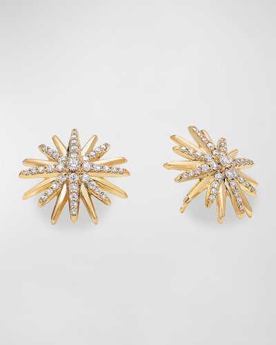 David Yurman Starburst Stud Earrings In 18k Yellow Gold With Pave Diamonds In 40 White
