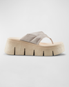 Cougar Abba Leather Thong Wedge Sandals In Oatmeal