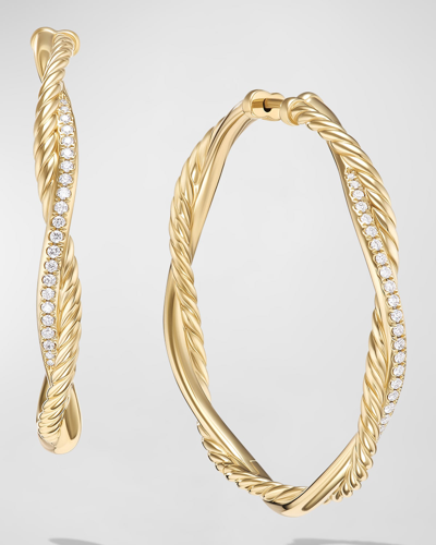David Yurman Petite Infinity Hoop Earrings In 18k Gold With Diamonds, 4mm, 1.65"l In 60 Multi-colored