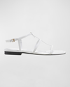 Marc Fisher Ltd Leather T-strap Flat Slingback Sandals In White