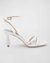 Badgley Mischka Callie Leather Crisscross Ankle-strap Sandals In Soft White