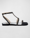 BADGLEY MISCHKA CAMI DOME STUD T-STRAP SANDALS