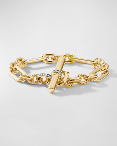 David Yurman Lexington Chain Bracelet With Diamonds In 18k Gold, 9.8mm In 40 White
