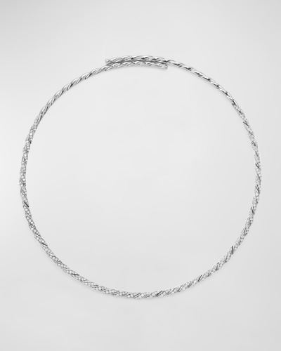 David Yurman Paveflex 18k White Gold Diamond 1-row Necklace In 40 White