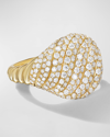 DAVID YURMAN SCULPTED CABLE PINKY RING WITH DIAMONDS IN 18K GOLD, 13MM