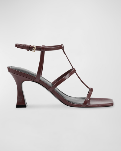 Marc Fisher Ltd Leather T-strap Slingback Sandals In Dark Red