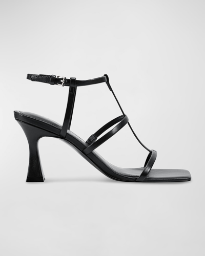 Marc Fisher Ltd Women's Dennie Square Toe Strappy Dress Sandals In Black Leather