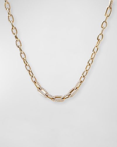 David Yurman Stax Convertible Chain Necklace/bracelet With Diamonds In 18k Yellow Gold In 40 White